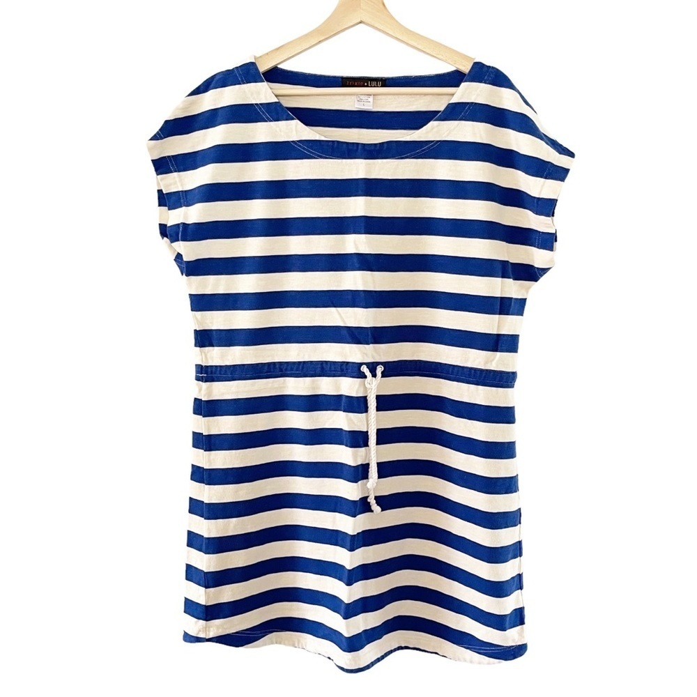 NWOT Trixie & Lulu Cotton Blue Stripe Coverup Nautical‎ Preppy Dress L